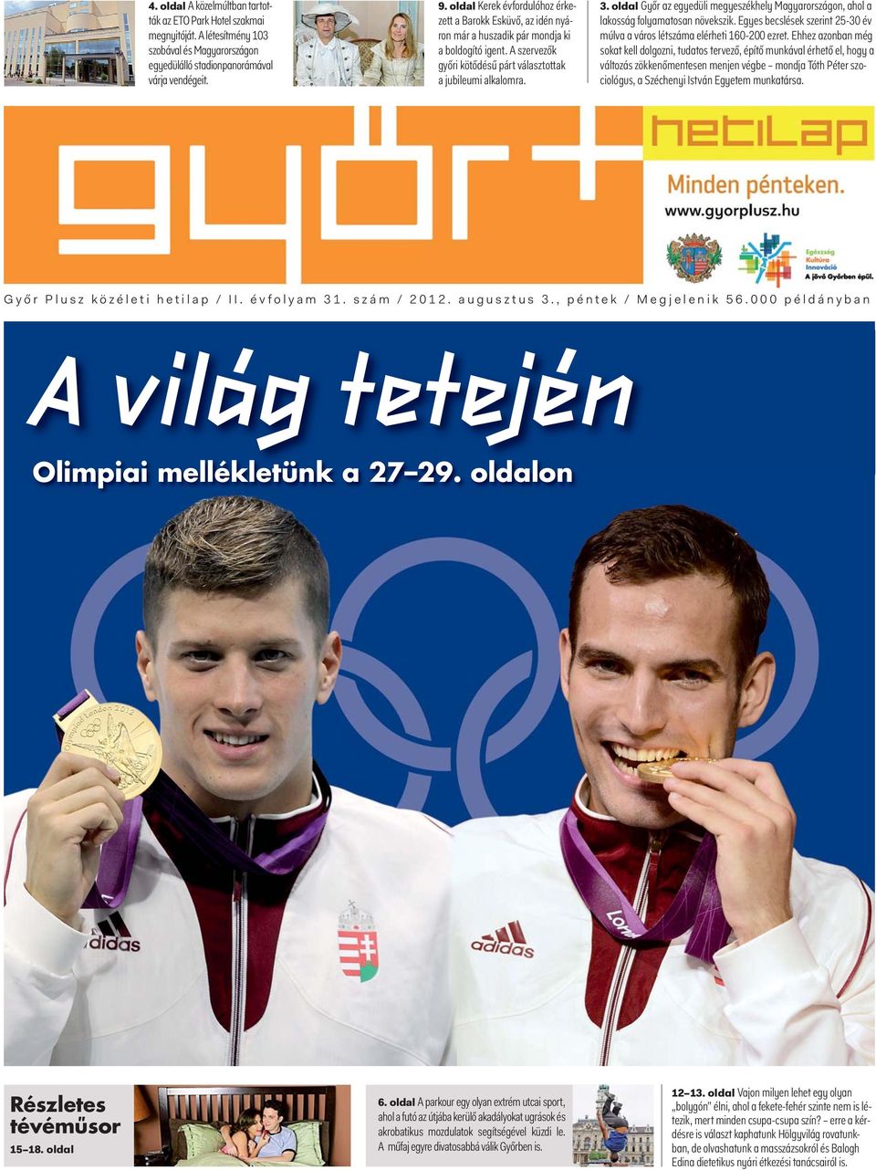 A vilag tetejen. Olimpiai mellékletünk a oldalon. Részletes tévéműsor - PDF  Free Download