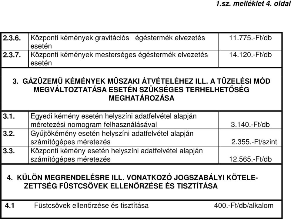 Egyedi kémény helyszíni adatfelvétel alapján méretezési nomogram felhasználásával 3.2. Győjtıkémény helyszíni adatfelvétel alapján számítógépes méretezés 3.3. Központi kémény helyszíni adatfelvétel alapján számítógépes méretezés 3.