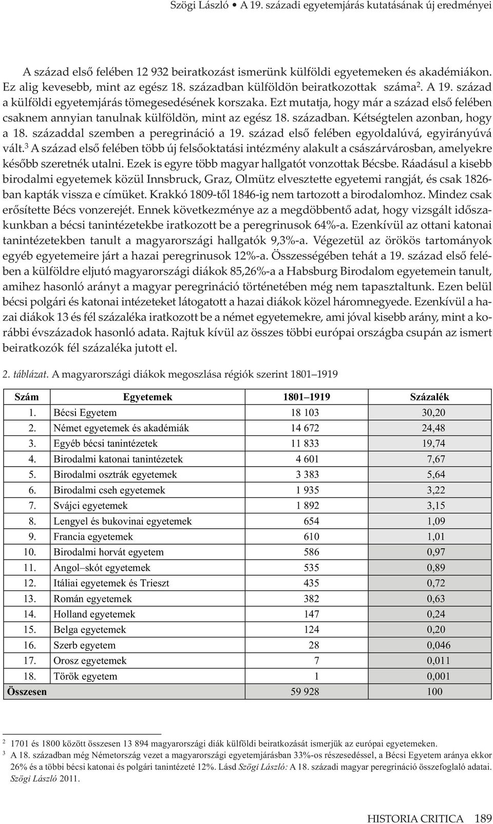Ezt mutatja, hogy már a század első felében csaknem annyian tanulnak külföldön, mint az egész 18. században. Kétségtelen azonban, hogy a 18. századdal szemben a peregrináció a 19.