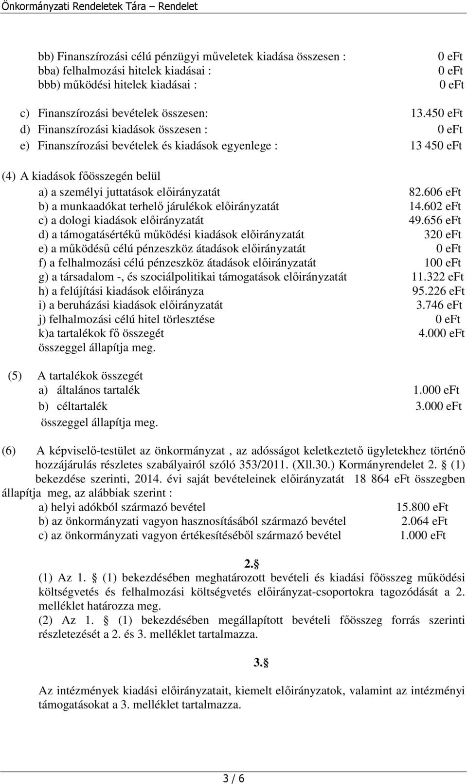 606 eft b) a munkaadókat terhelő járulékok előirányzatát 14.602 eft c) a dologi kiadások előirányzatát 49.