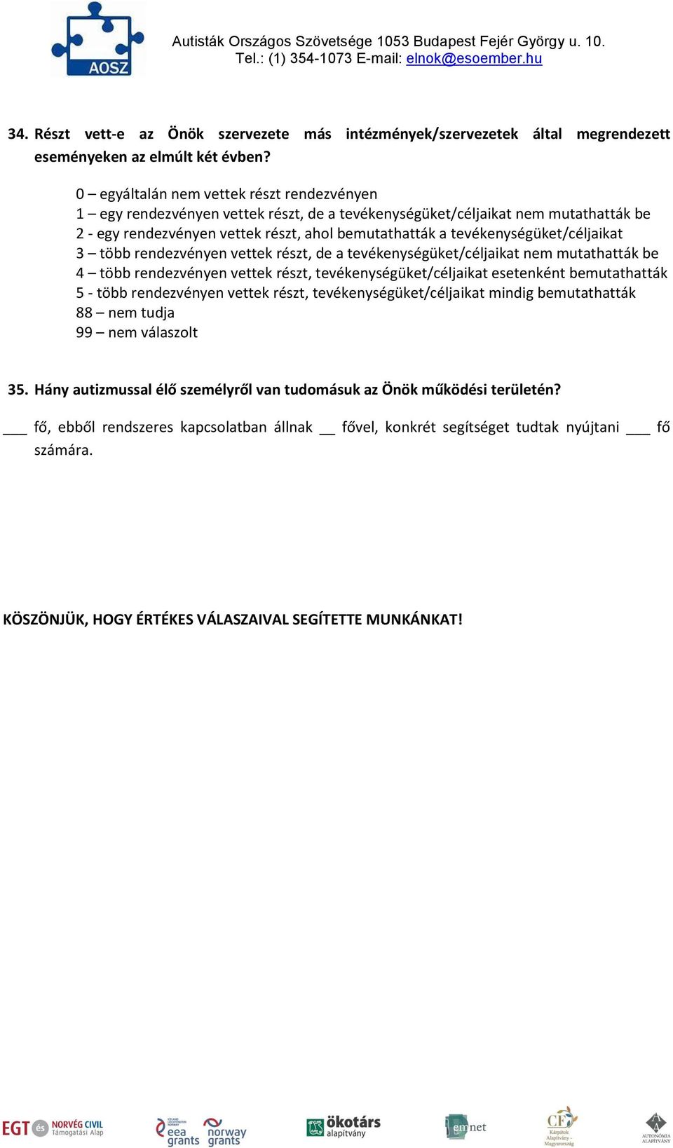 tevékenységüket/céljaikat 3 több rendezvényen vettek részt, de a tevékenységüket/céljaikat nem mutathatták be 4 több rendezvényen vettek részt, tevékenységüket/céljaikat esetenként bemutathatták 5 -