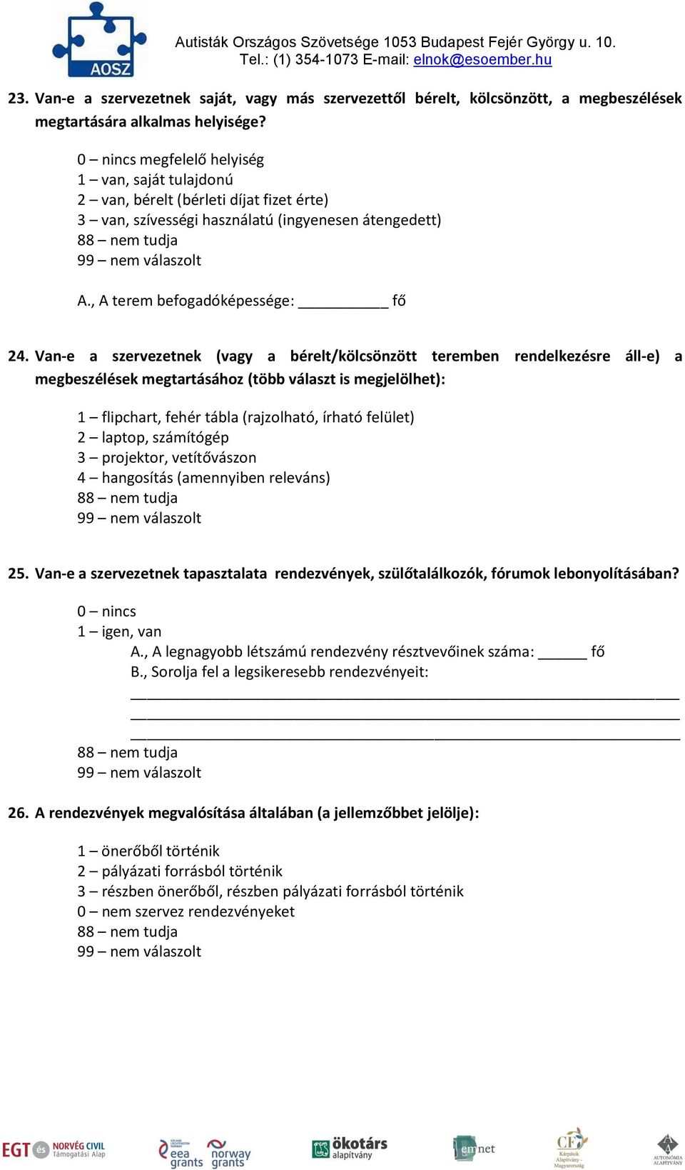 Van-e a szervezetnek (vagy a bérelt/kölcsönzött teremben rendelkezésre áll-e) a megbeszélések megtartásához (több választ is megjelölhet): 1 flipchart, fehér tábla (rajzolható, írható felület) 2