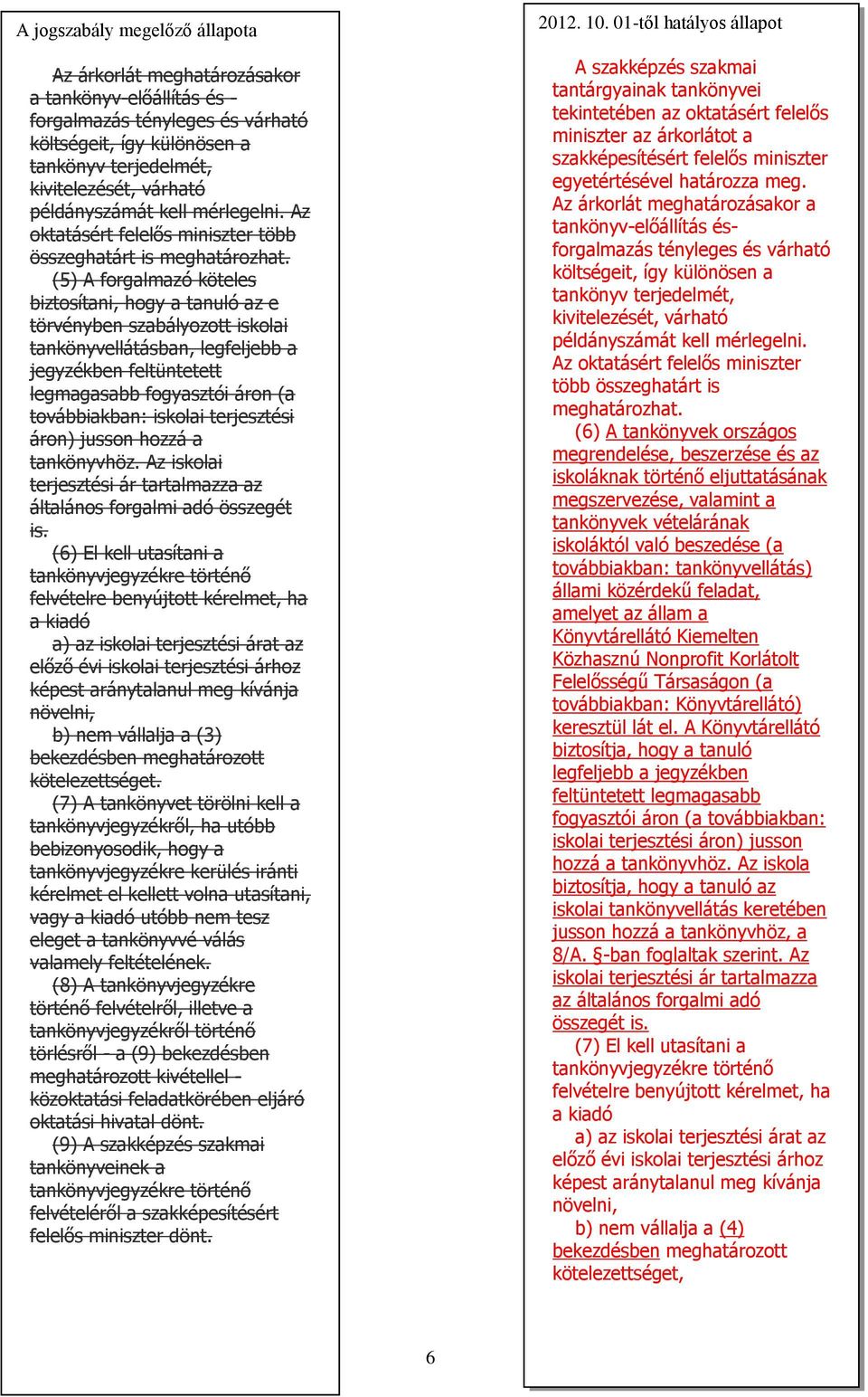 (5) A forgalmazó köteles biztosítani, hogy a tanuló az e törvényben szabályozott iskolai tankönyvellátásban, legfeljebb a jegyzékben feltüntetett legmagasabb fogyasztói áron (a továbbiakban: iskolai