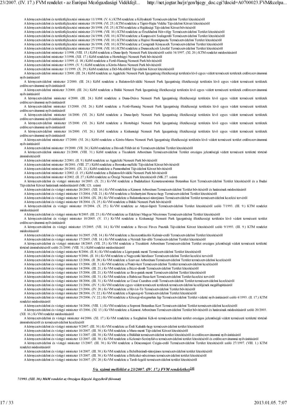 ) KTM rendelete a Tápió-Hajta Vidéke Tájvédelmi Körzet létesítéséről A környezetvédelmi és területfejlesztési miniszter 20/1998. (VI. 25.