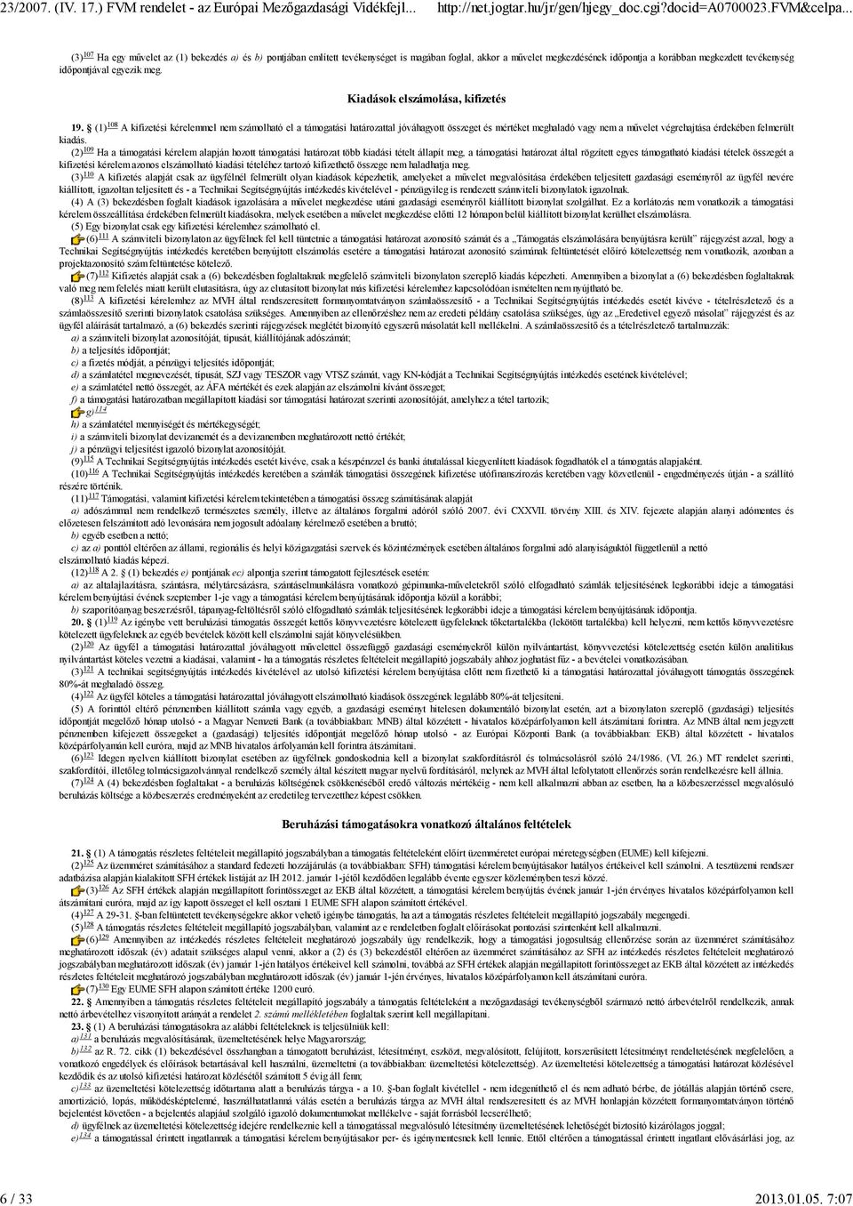 meg. Kiadások elszámolása, kifizetés 108 19.