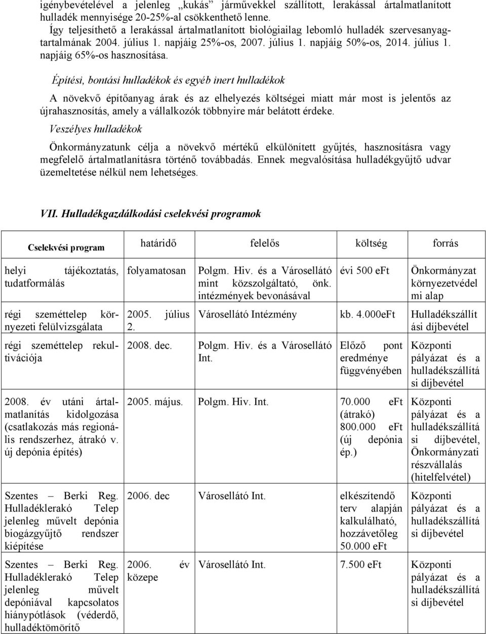 Építési, bontási hulladékok és egyéb inert hulladékok A növekvő építőanyag árak és az elhelyezés költségei miatt már most is jelentős az újrahasznosítás, amely a vállalkozók többnyire már belátott