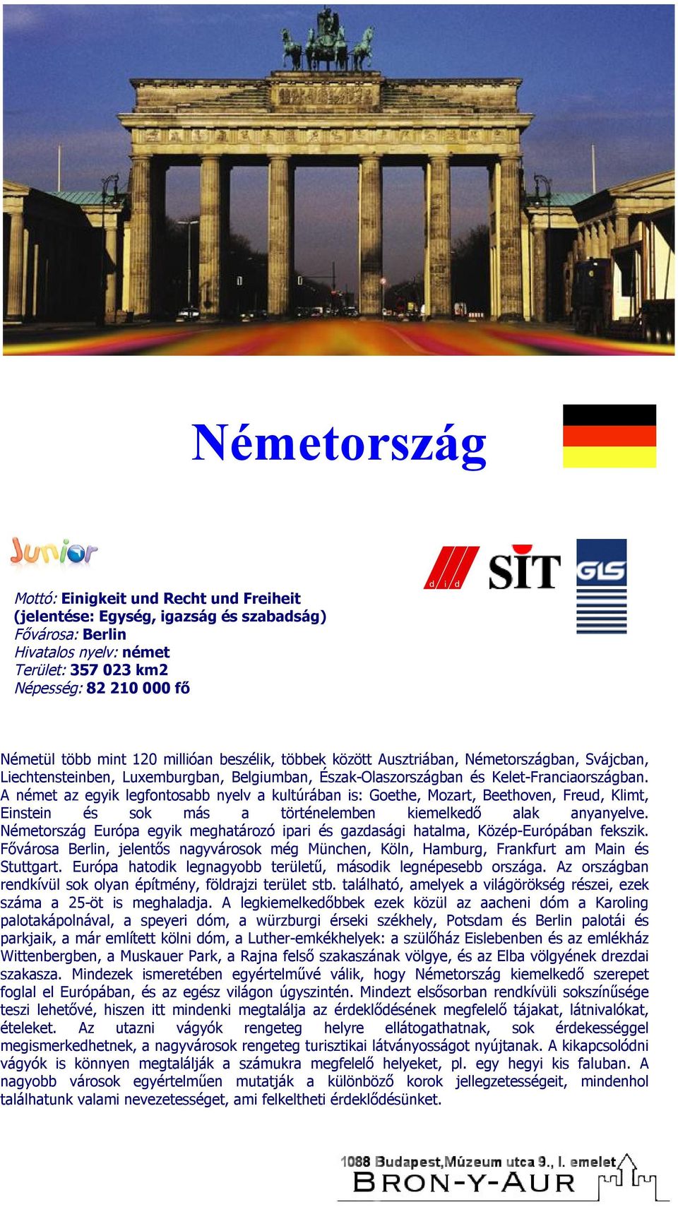 A német az egyik legfontosabb nyelv a kultúrában is: Goethe, Mozart, Beethoven, Freud, Klimt, Einstein és sok más a történelemben kiemelkedő alak anyanyelve.