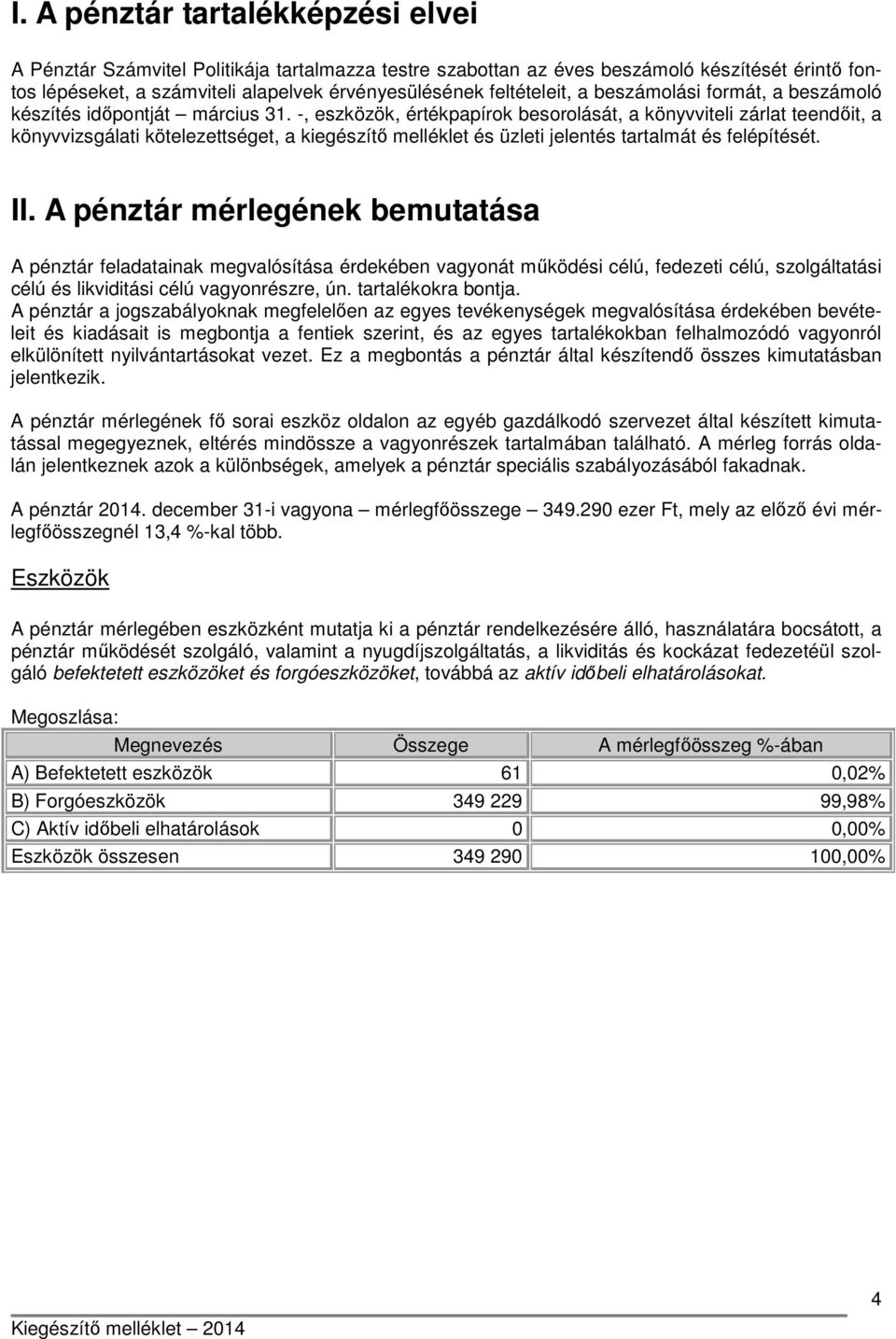 -, eszközök, értékpapírok besorolását, a könyvviteli zárlat teendőit, a könyvvizsgálati kötelezettséget, a kiegészítő melléklet és üzleti jelentés tartalmát és felépítését. II.