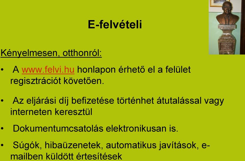 Az eljárási díj befizetése történhet átutalással vagy interneten