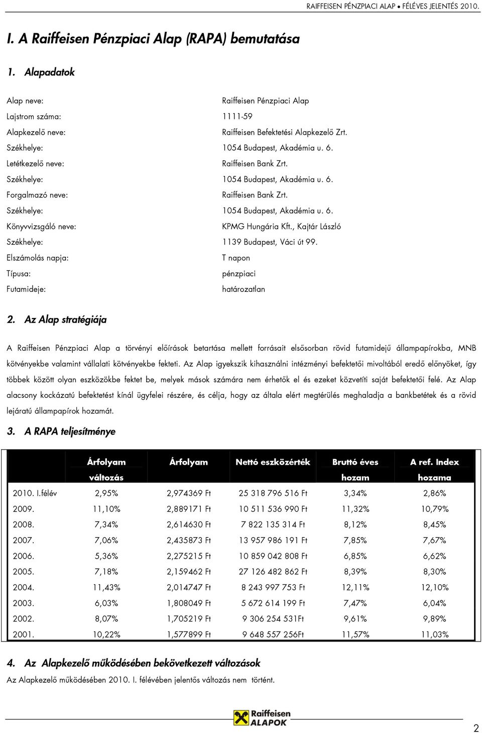 , Kajtár László Székhelye: 1139 Budapest, Váci út 99. Elszámolás napja: Típusa: Futamideje: T napon pénzpiaci határozatlan 2.