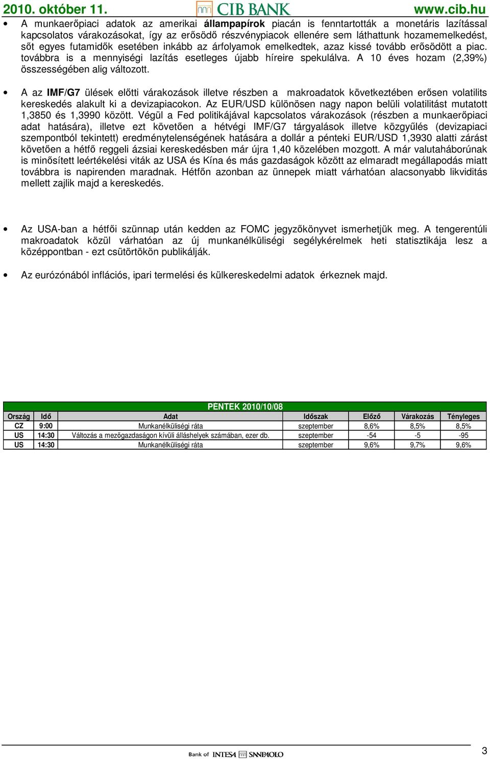 A 10 éves hozam (2,39%) összességében alig változott. A az IMF/G7 ülések elıtti várakozások illetve részben a makroadatok következtében erısen volatilits kereskedés alakult ki a devizapiacokon.