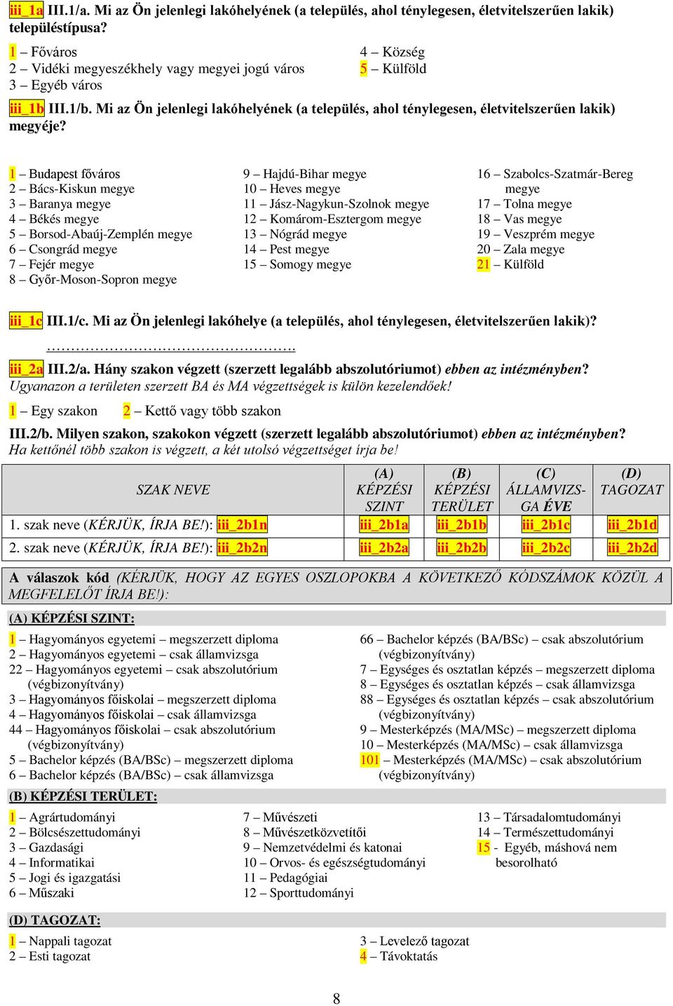 1 Budapest főváros 2 Bács-Kiskun 3 Baranya 4 Békés 5 Borsod-Abaúj-Zemplén 6 Csongrád 7 Fejér 8 Győr-Moson-Sopron 9 Hajdú-Bihar 10 Heves 11 Jász-Nagykun-Szolnok 12 Komárom-Esztergom 13 Nógrád 14 Pest