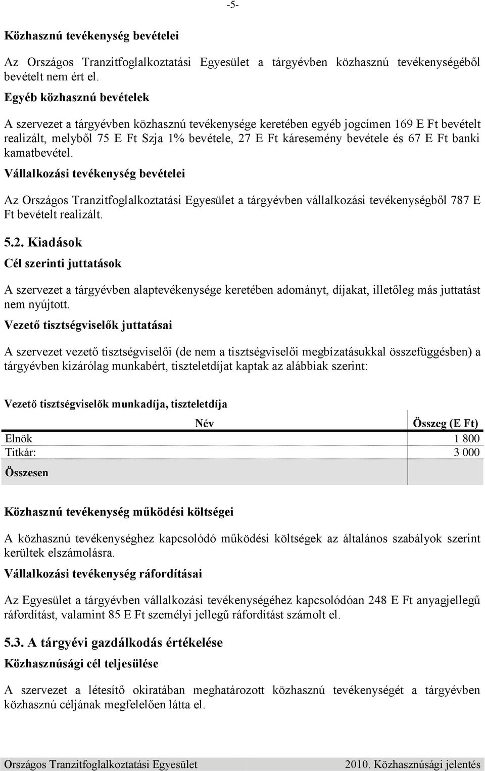 Ft banki kamatbevétel. Vállalkozási tevékenység bevételei Az a tárgyévben vállalkozási tevékenységből 787 E Ft bevételt realizált. 5.2.