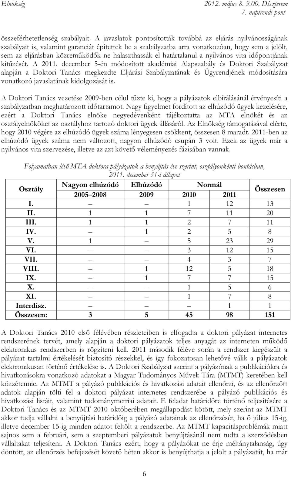 halaszthassák el határtalanul a nyilvános vita időpontjának kitűzését. A 2011.
