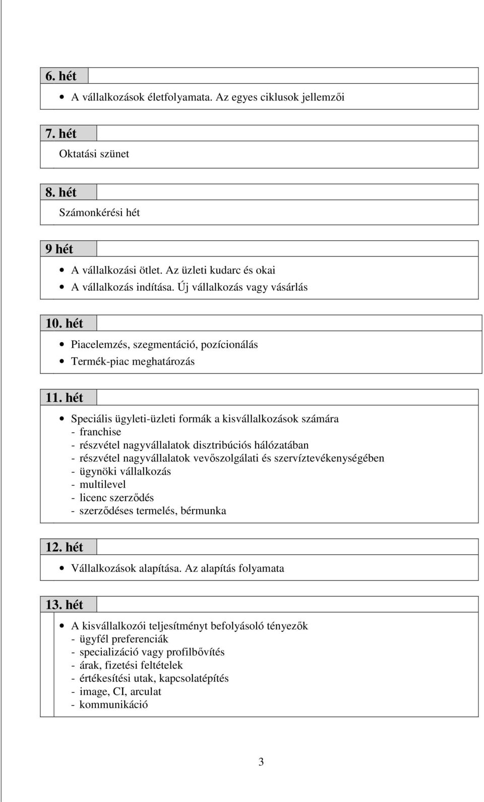 hét Speciális ügyleti-üzleti formák a kisvállalkozások számára - franchise - részvétel nagyvállalatok disztribúciós hálózatában - részvétel nagyvállalatok vevıszolgálati és szervíztevékenységében -