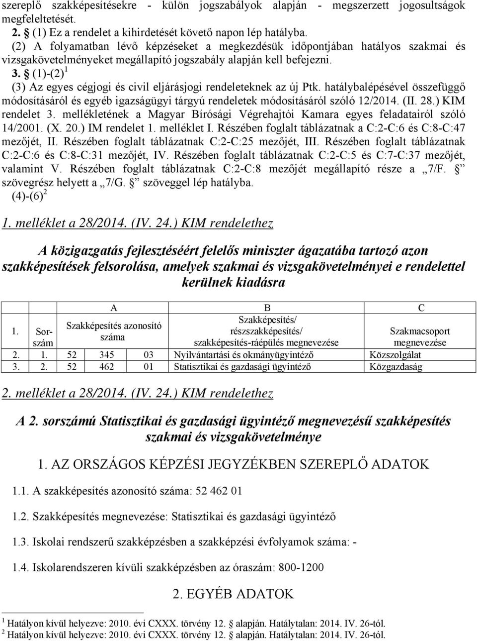 (1)-(2) 1 (3) Az egyes cégjogi és civil eljárásjogi rendeleteknek az új Ptk. hatálybalépésével összefüggő módosításáról és egyéb igazságügyi tárgyú rendeletek módosításáról szóló 12/2014. (II. 28.