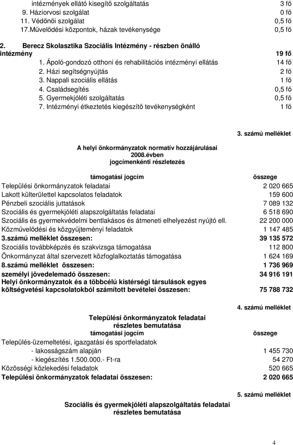 Nappali szociális ellátás 1 fő 4. Családsegítés 0,5 fő 5. Gyermekjóléti szolgáltatás 0,5 fő 7.