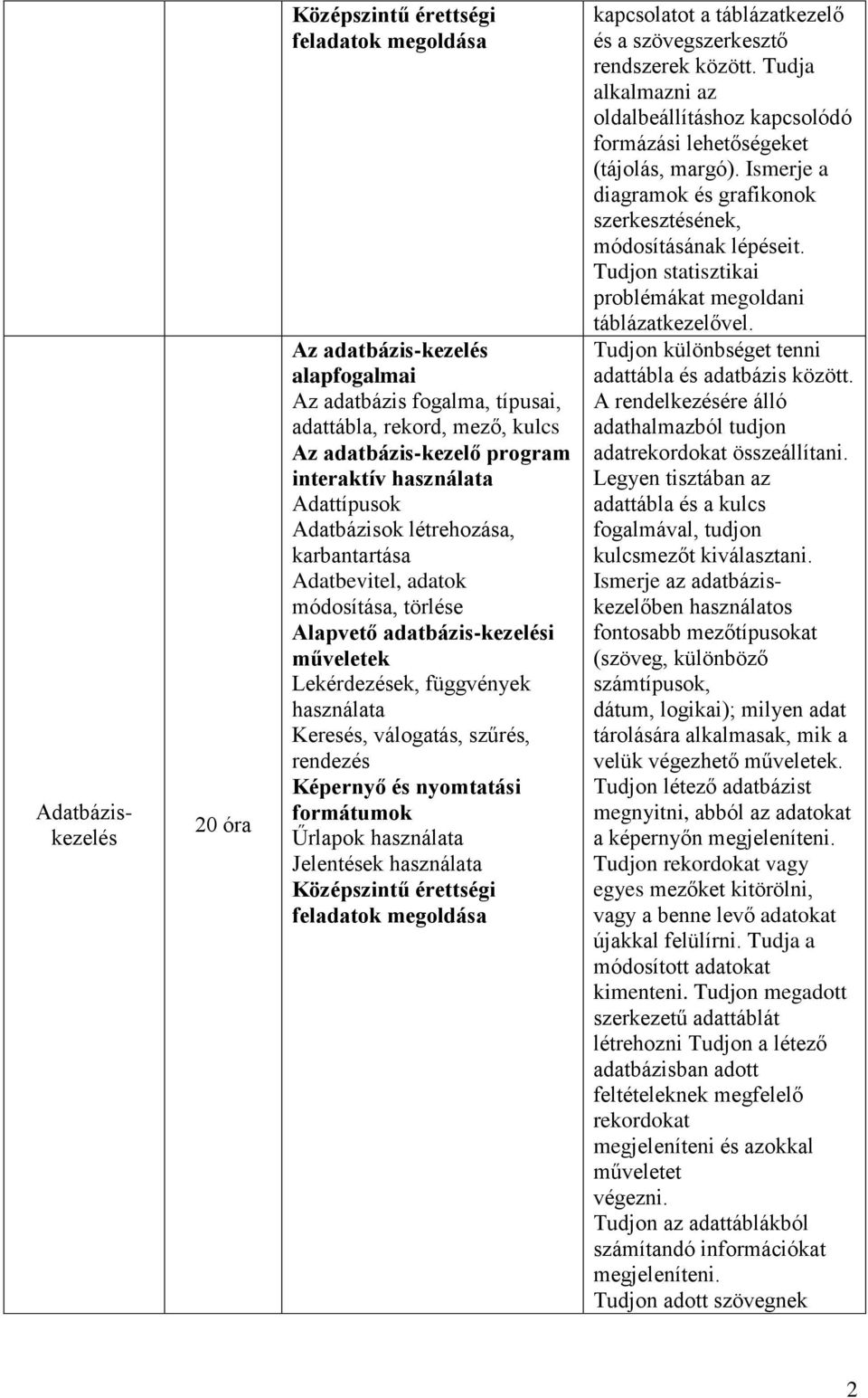 nyomtatási formátumok Űrlapok használata Jelentések használata kapcsolatot a táblázatkezelő és a szövegszerkesztő rendszerek között.