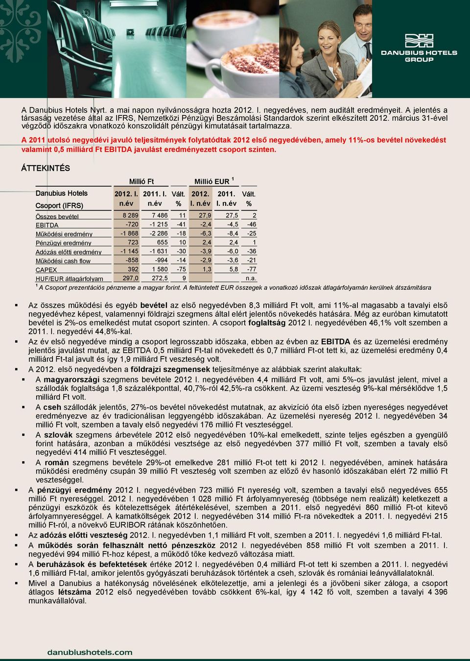 március 31-ével végződő időszakra vonatkozó konszolidált pénzügyi kimutatásait tartalmazza.