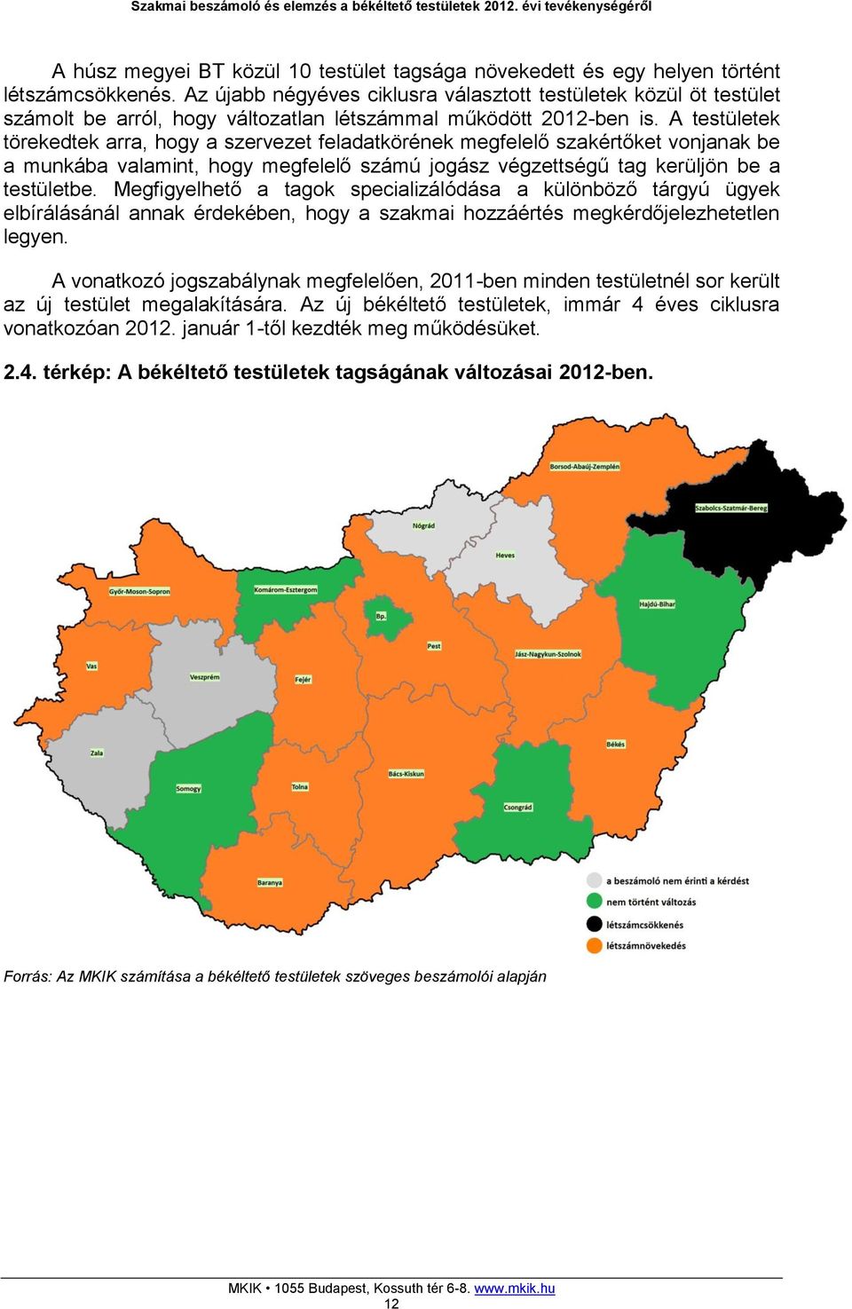 A testületek törekedtek arra, hogy a szervezet feladatkörének megfelelő szakértőket vonjanak be a munkába valamint, hogy megfelelő számú jogász végzettségű tag kerüljön be a testületbe.