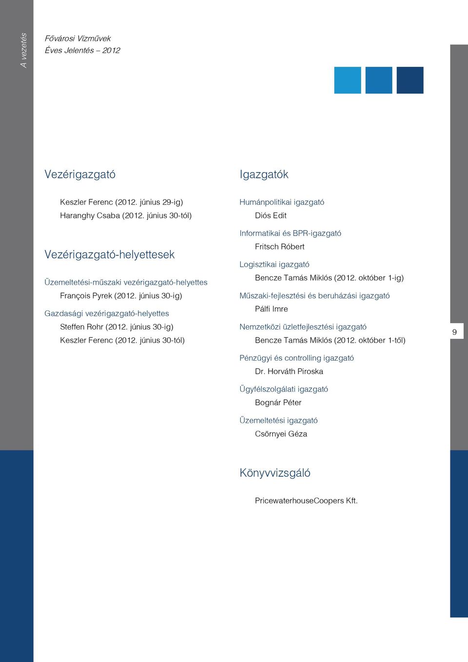 június 30-ig) Gazdasági vezérigazgató-helyettes Steffen Rohr (2012. június 30-ig) Keszler Ferenc (2012.