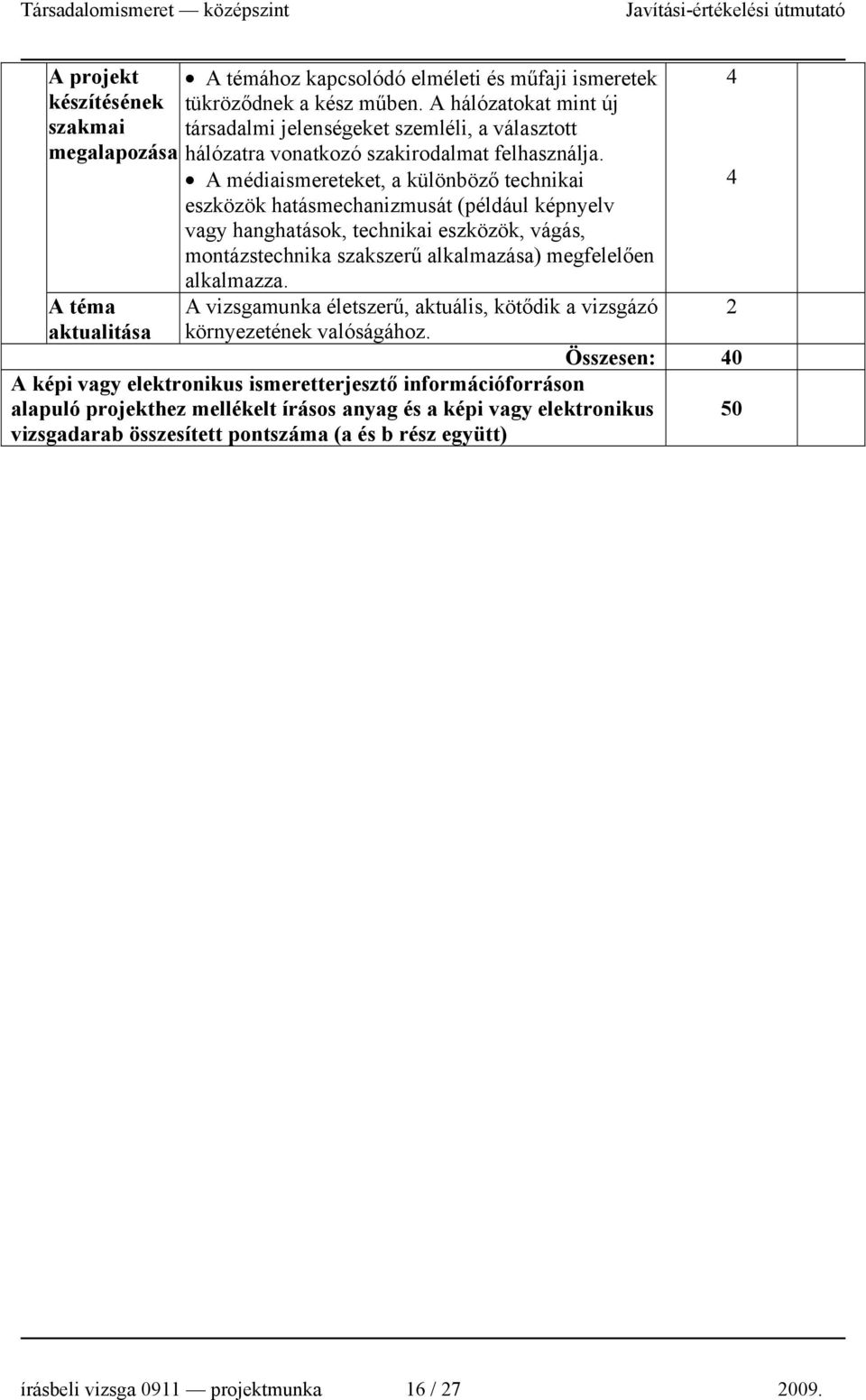 A médiaismereteket, a különböző technikai eszközök hatásmechanizmusát (például képnyelv vagy hanghatások, technikai eszközök, vágás, montázstechnika szakszerű alkalmazása) megfelelően