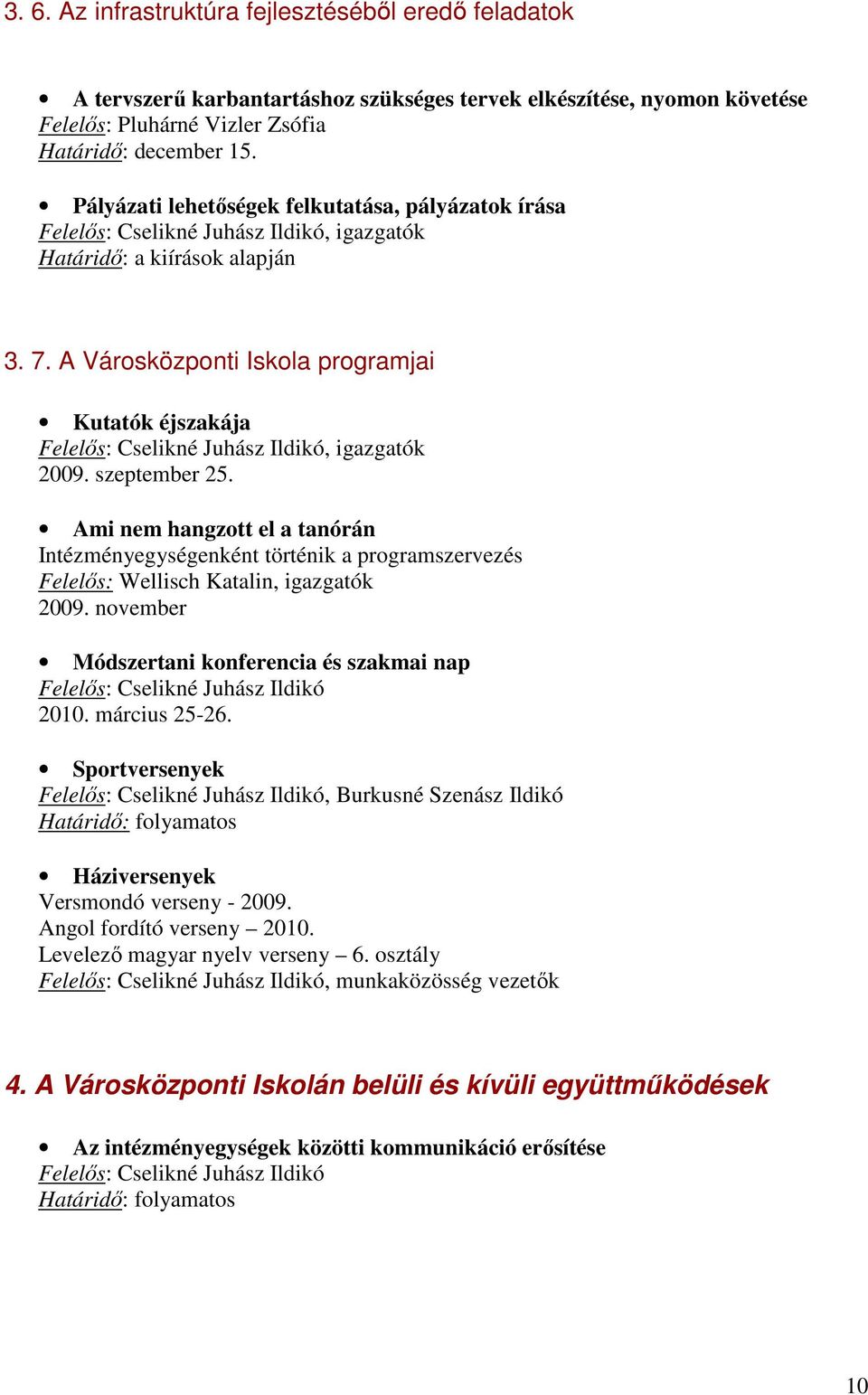 Ami nem hangzott el a tanórán Intézményegységenként történik a programszervezés Felelős: Wellisch Katalin, igazgatók 2009. november Módszertani konferencia és szakmai nap 2010. március 25-26.