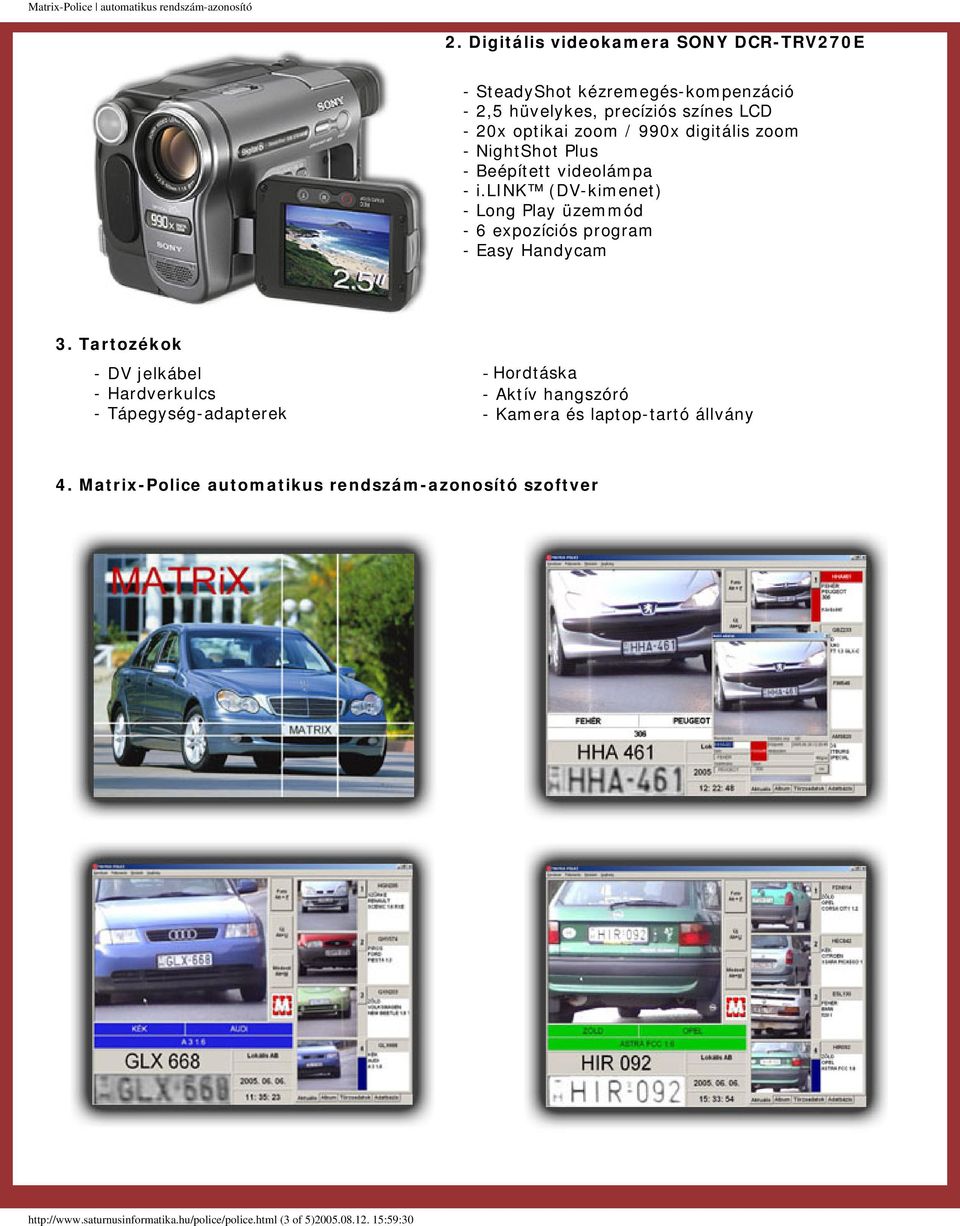 A Matrix-Police automatikus rendszám-azonosító berendezés rövid ismertetése  - PDF Ingyenes letöltés