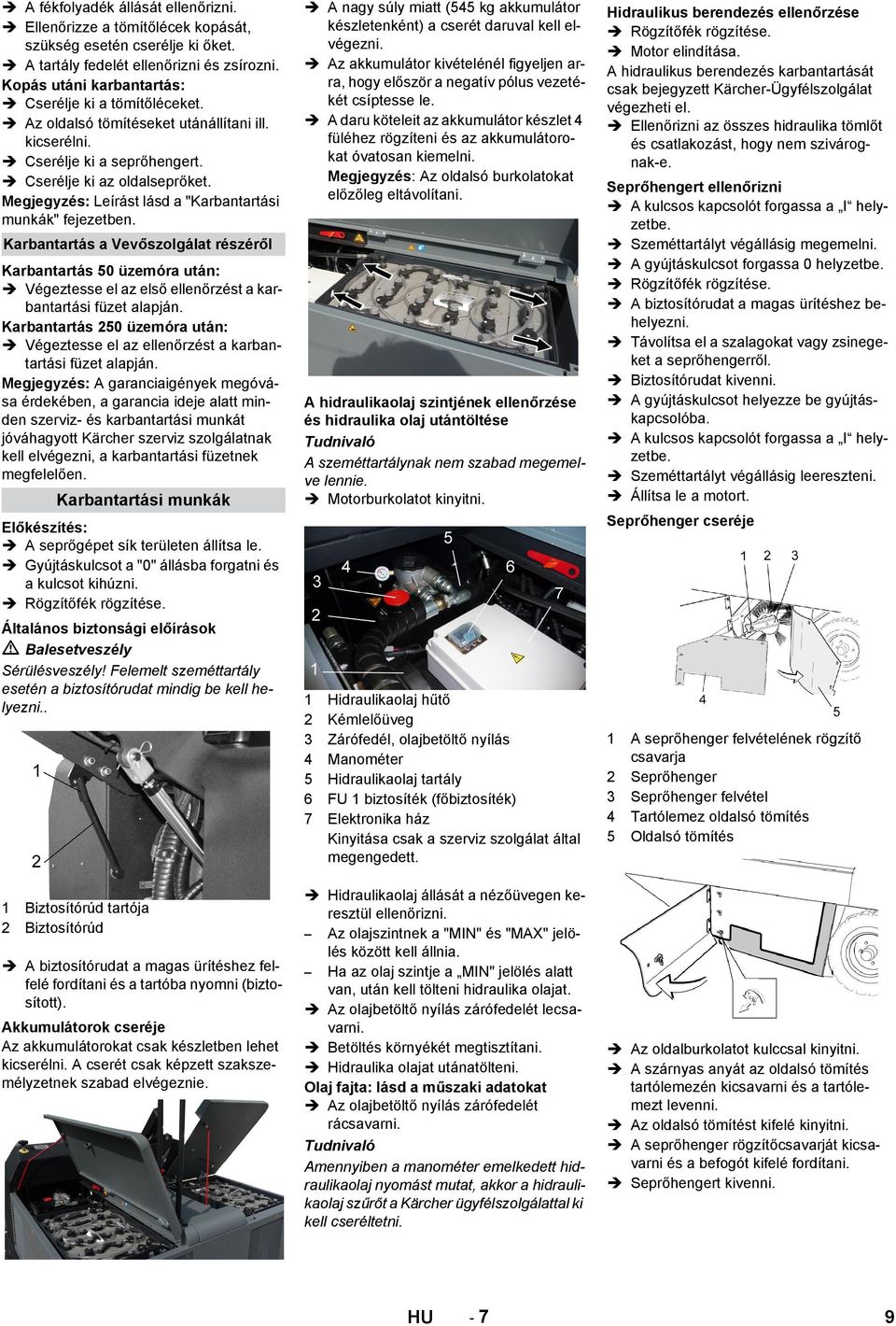 Karbantartás a Vevőszolgálat részéről Karbantartás 50 üzemóra után: Végeztesse el az első ellenőrzést a karbantartási füzet alapján.