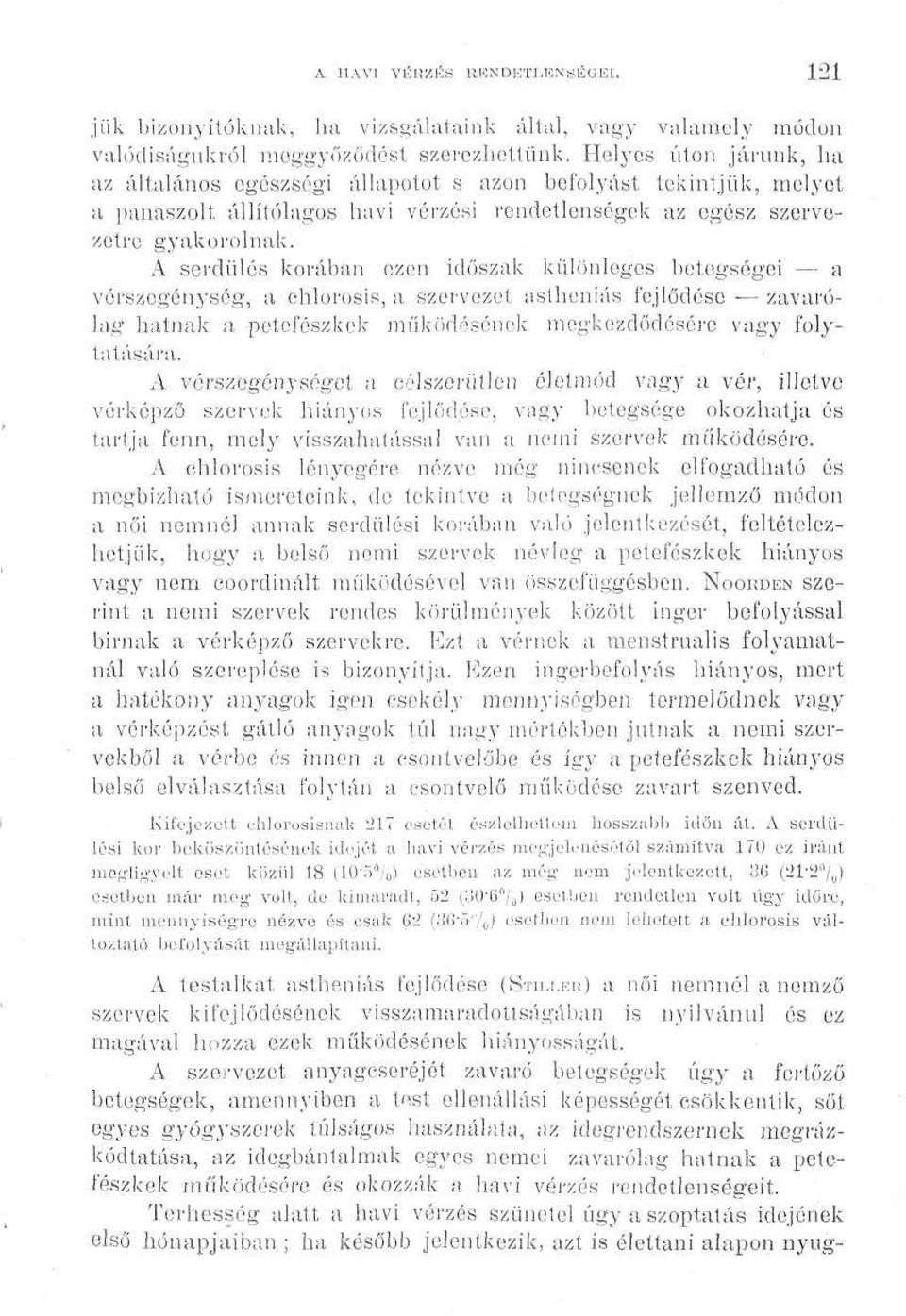 A serdülés korában ezen időszak különleges betegségei a vérszegénység, a chlorosis, a szervezet astheniás fejlődése zavarólag hatnak a petefészkek működésének megkezdődésére vagy folytatására.