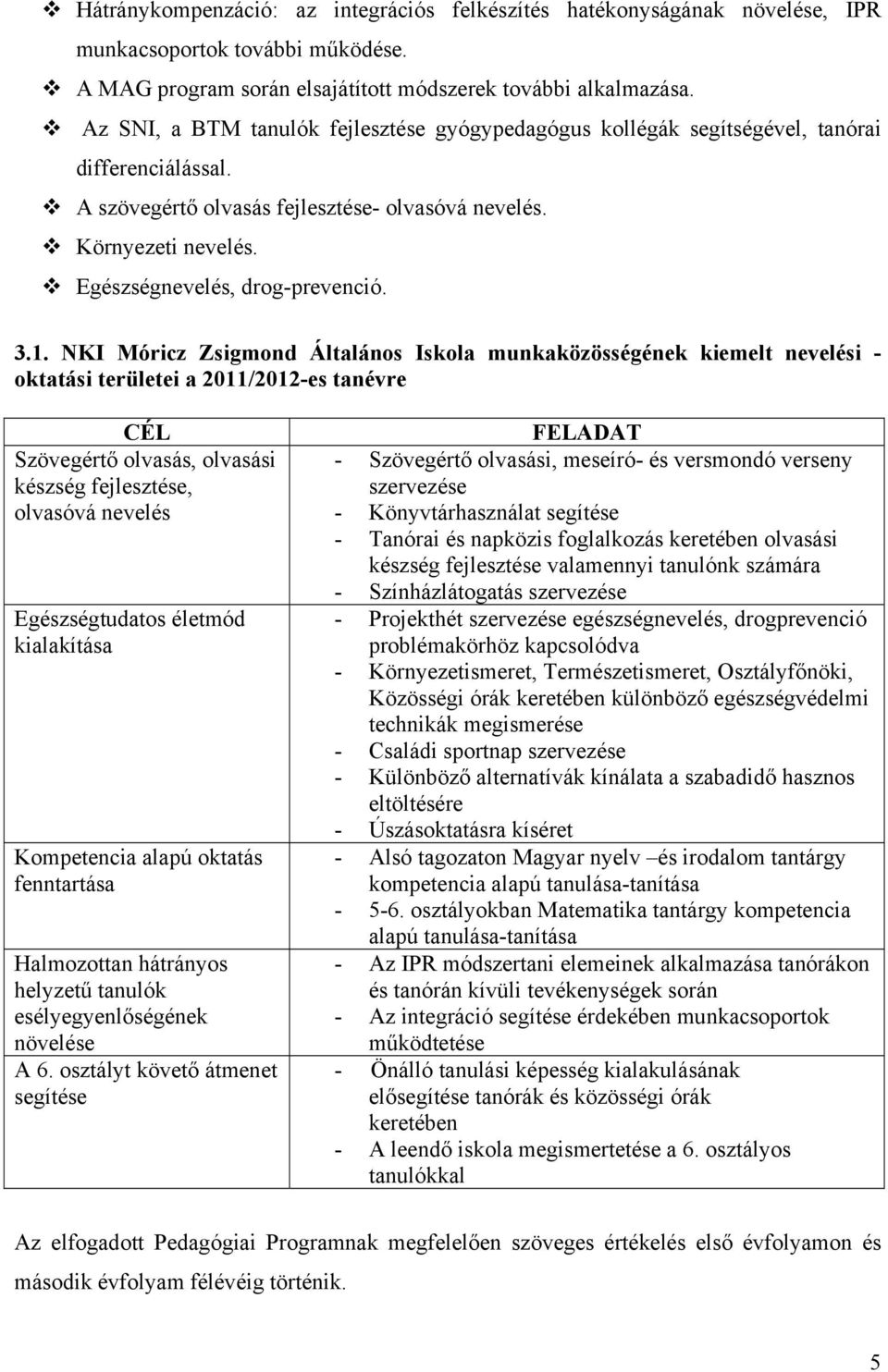 Egészségnevelés, drog-prevenció. 3.1.