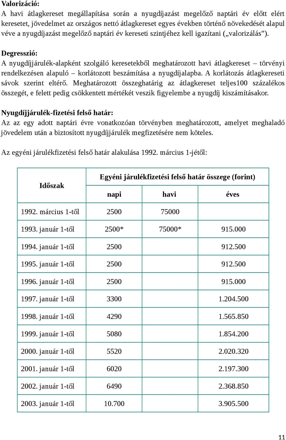 Degresszió: A nyugdíjjárulék-alapként szolgáló keresetekből meghatározott havi átlagkereset törvényi rendelkezésen alapuló korlátozott beszámítása a nyugdíjalapba.