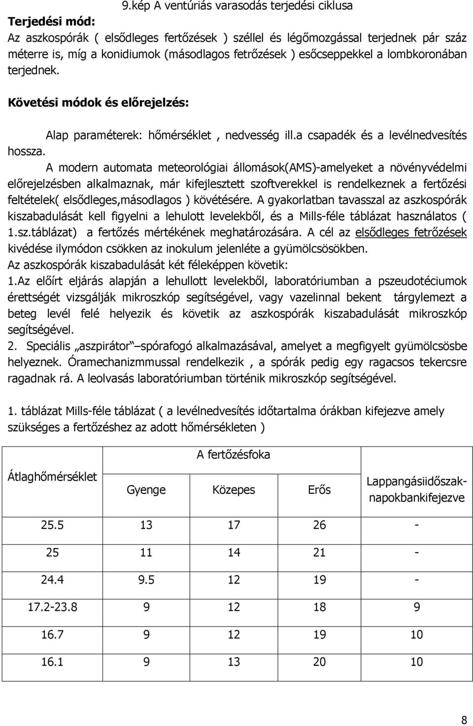 A modern automata meteorológiai állomások(ams)-amelyeket a növényvédelmi elırejelzésben alkalmaznak, már kifejlesztett szoftverekkel is rendelkeznek a fertızési feltételek( elsıdleges,másodlagos )