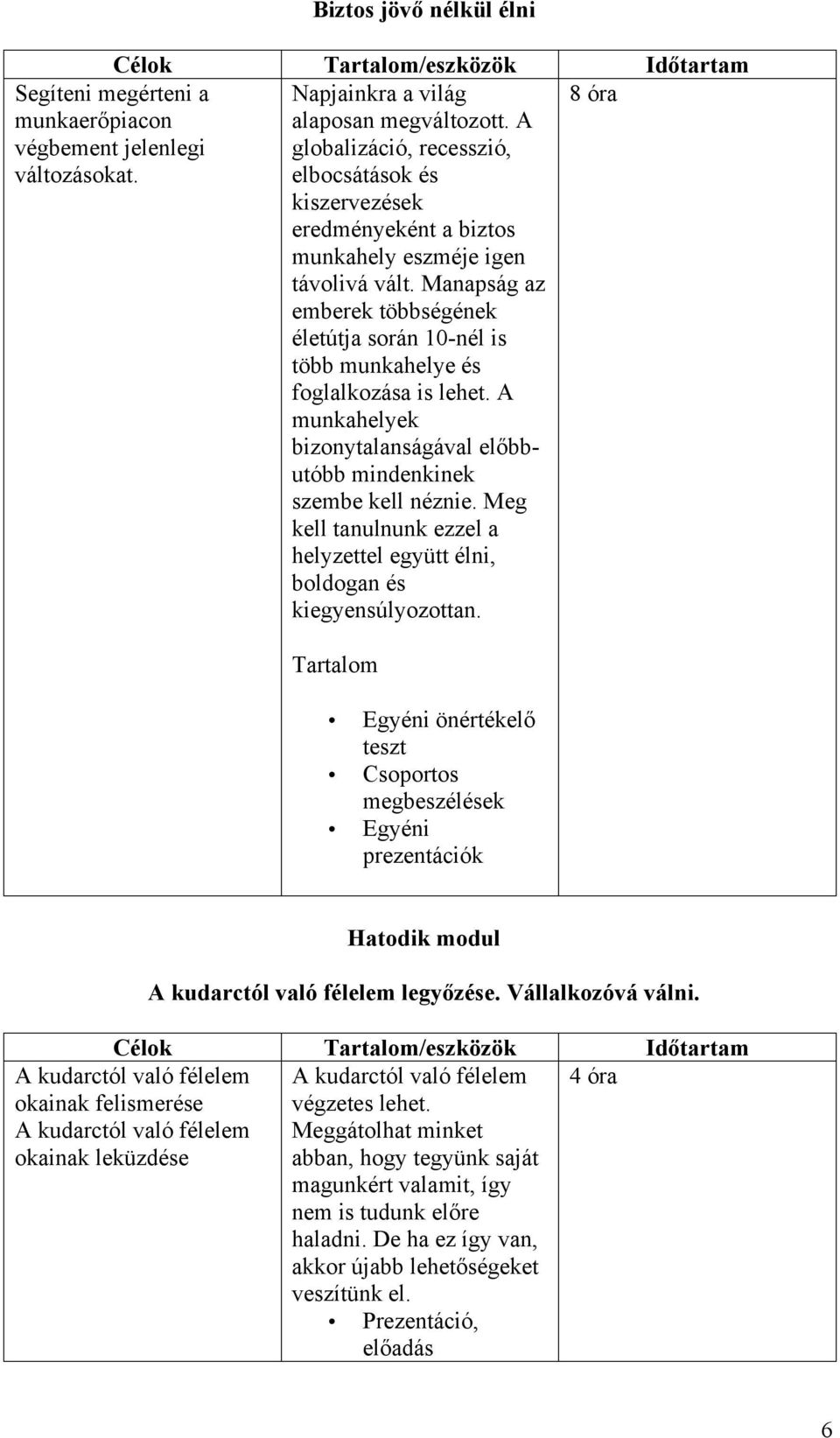 Manapság az emberek többségének életútja során 10-nél is több munkahelye és foglalkozása is lehet. A munkahelyek bizonytalanságával előbbutóbb mindenkinek szembe kell néznie.