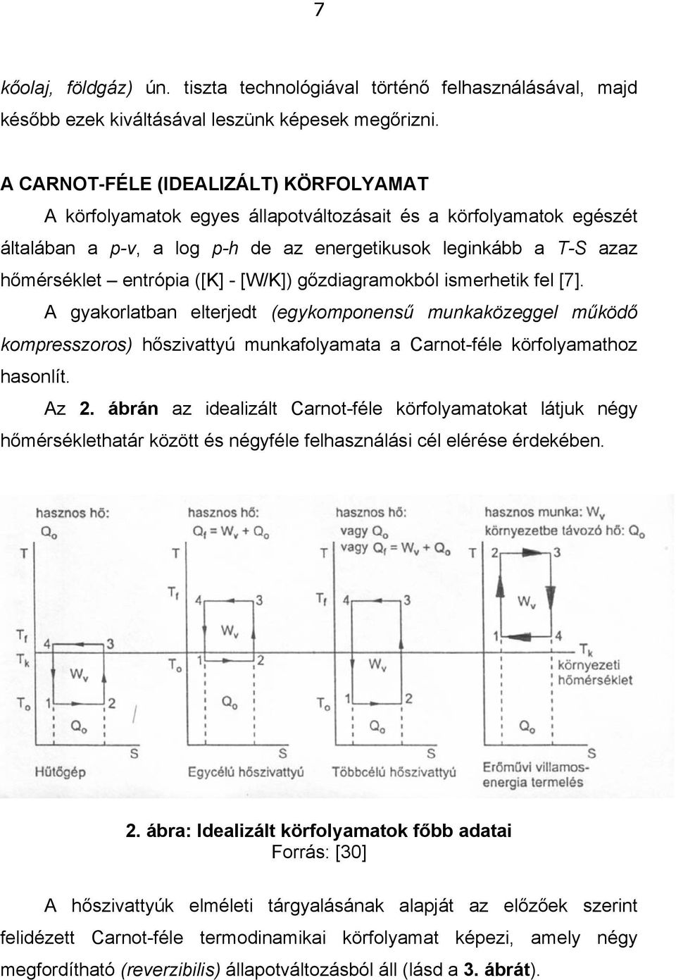 ([K] - [W/K]) gőzdiagramokból ismerhetik fel [7]. A gyakorlatban elterjedt (egykomponensű munkaközeggel működő kompresszoros) hőszivattyú munkafolyamata a Carnot-féle körfolyamathoz hasonlít. Az 2.