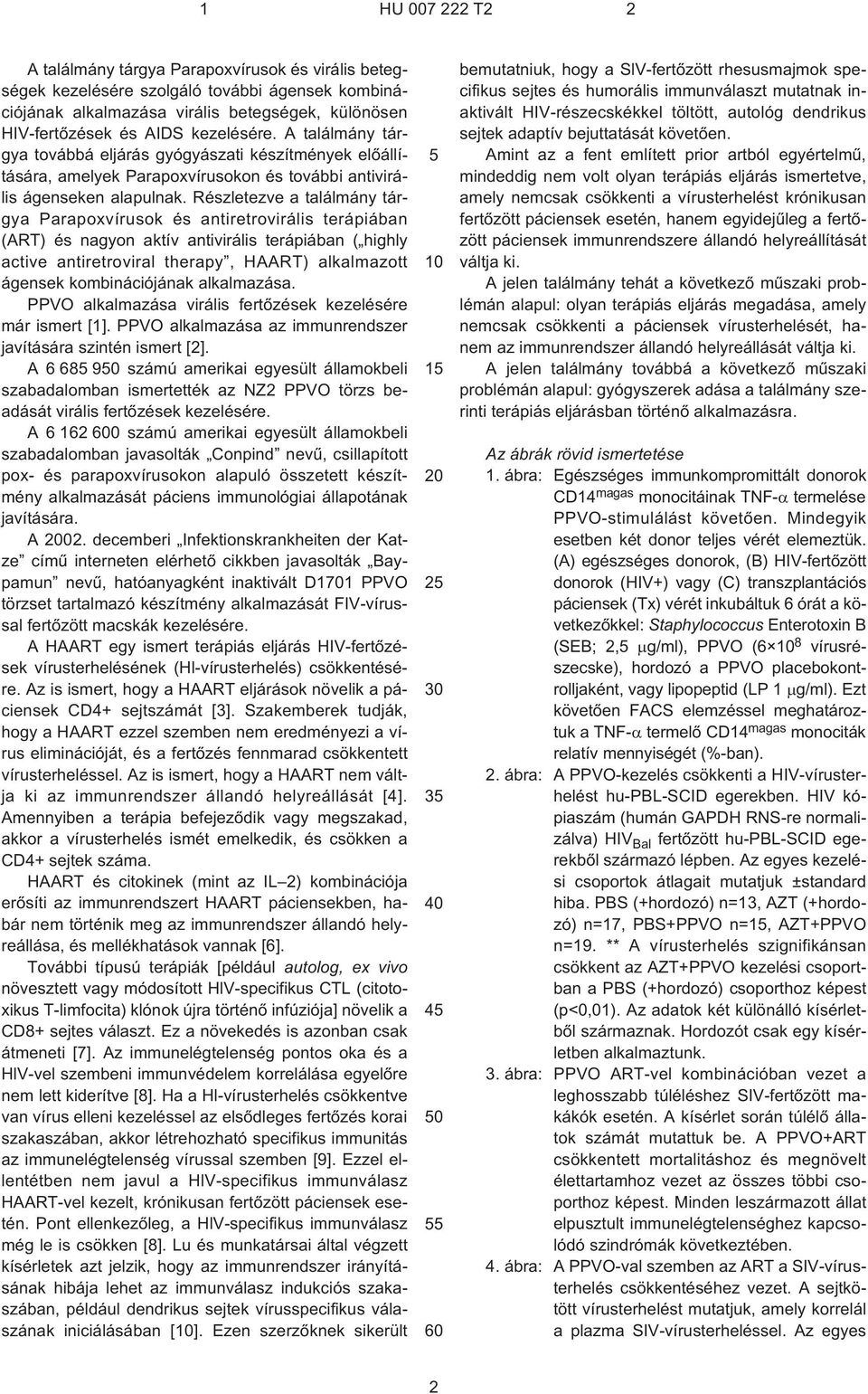 Részletezve a találmány tárgya Parapoxvírusok és antiretrovirális terápiában (ART) és nagyon aktív antivirális terápiában ( highly active antiretroviral therapy, HAART) alkalmazott ágensek