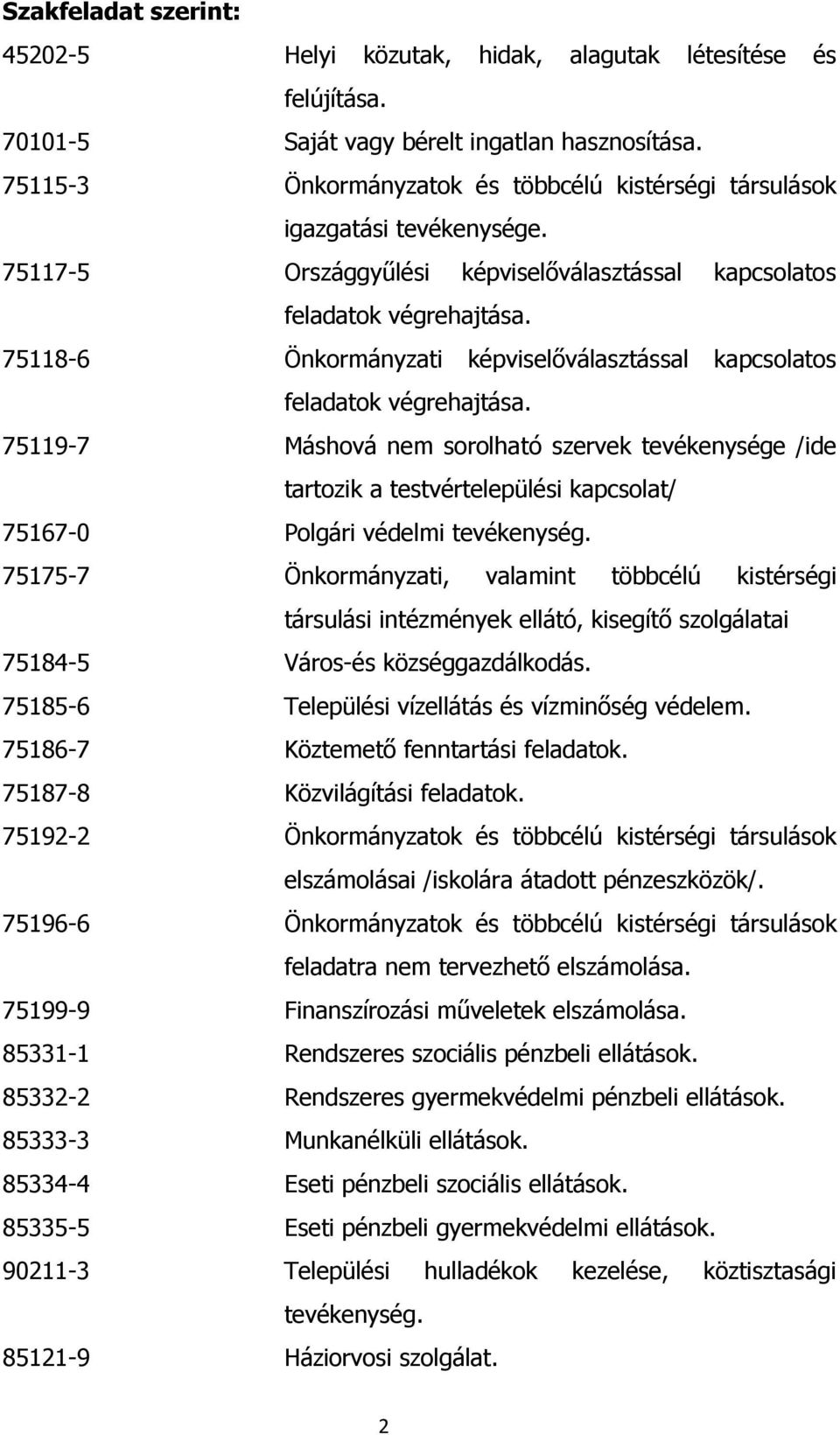 75118-6 Önkormányzati képviselőválasztással kapcsolatos feladatok végrehajtása.