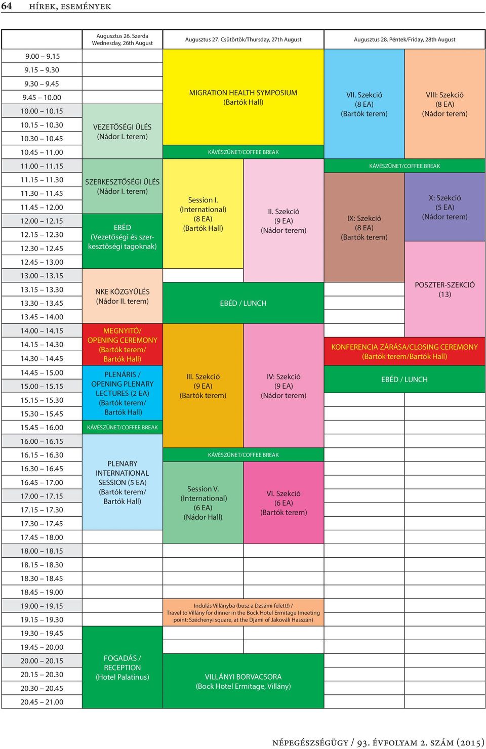 terem) 10.45 11.00 KÁVÉSZÜNET/COFFEE BREAK 11.00 11.15 KÁVÉSZÜNET/COFFEE BREAK 11.15 11.30 SZERKESZTŐSÉGI ÜLÉS 11.30 11.45 (Nádor I. terem) Session I. X: Szekció 11.45 12.00 (International) (5 EA) II.
