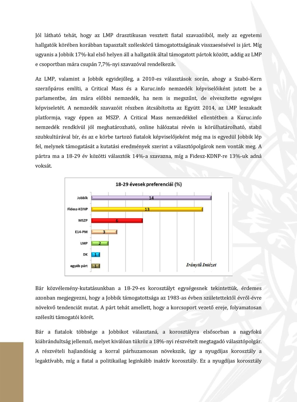 Az LMP, valamint a Jobbik egyidejűleg, a 2010-es választások során, ahogy a Szabó-Kern szerzőpáros említi, a Critical Mass és a Kuruc.