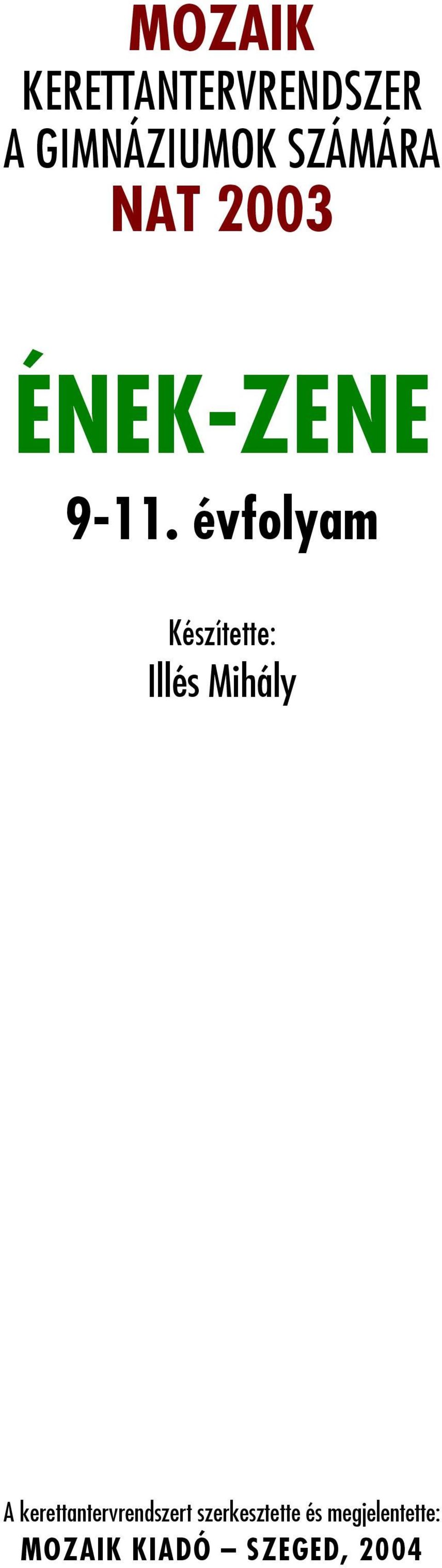 évfolyam Készítette: Illés Mihály A