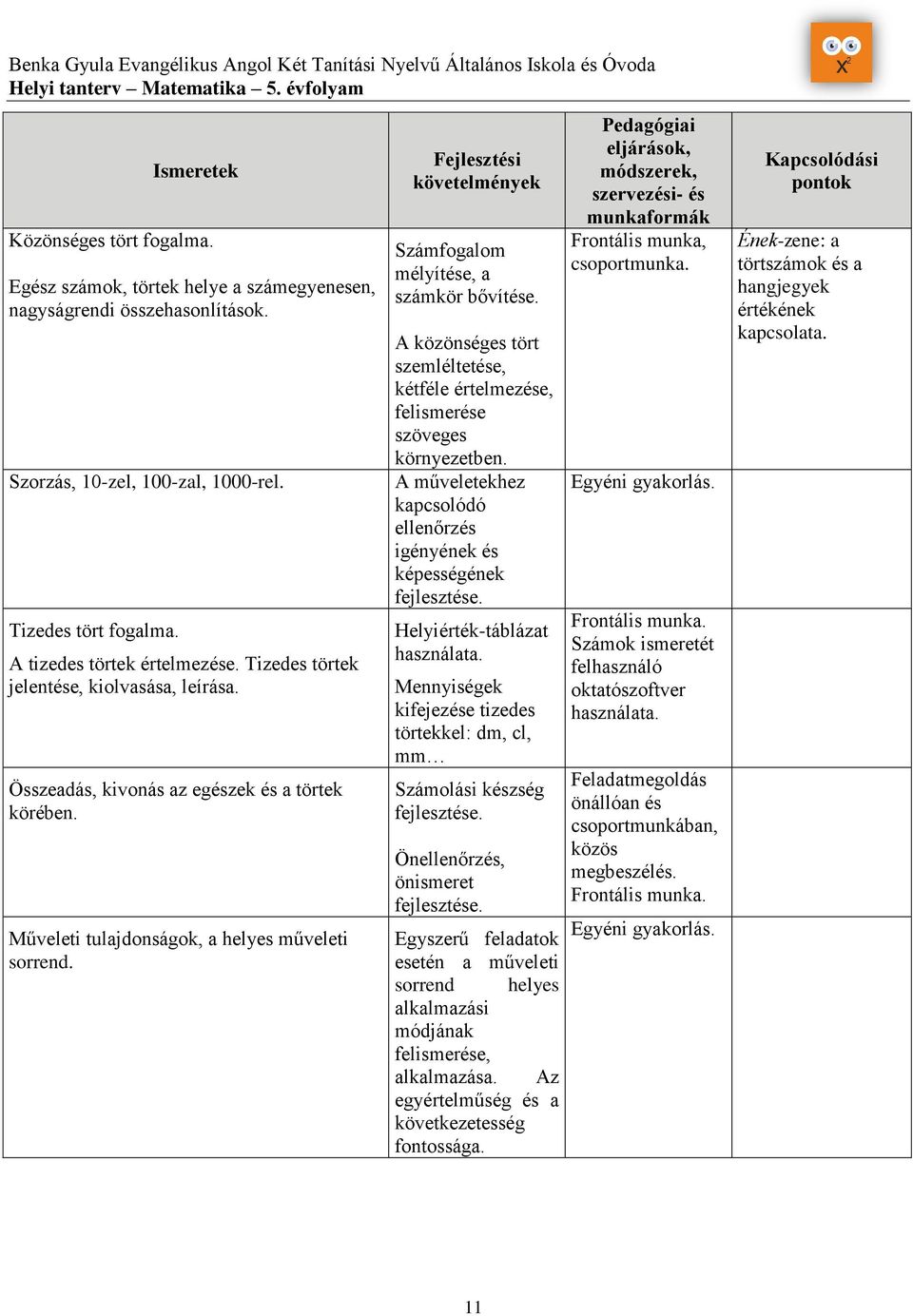 Fejlesztési követelmények Számfogalom mélyítése, a számkör bővítése. A közönséges tört szemléltetése, kétféle értelmezése, felismerése szöveges környezetben.