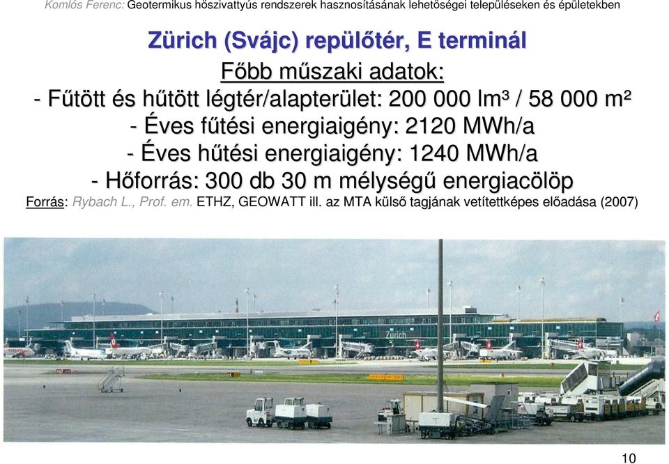 hőtési h energiaigény: ny: 1240 MWh/a - Hıforrás: 300 db 30 m mélysm lységő energiacölöp Forrás: