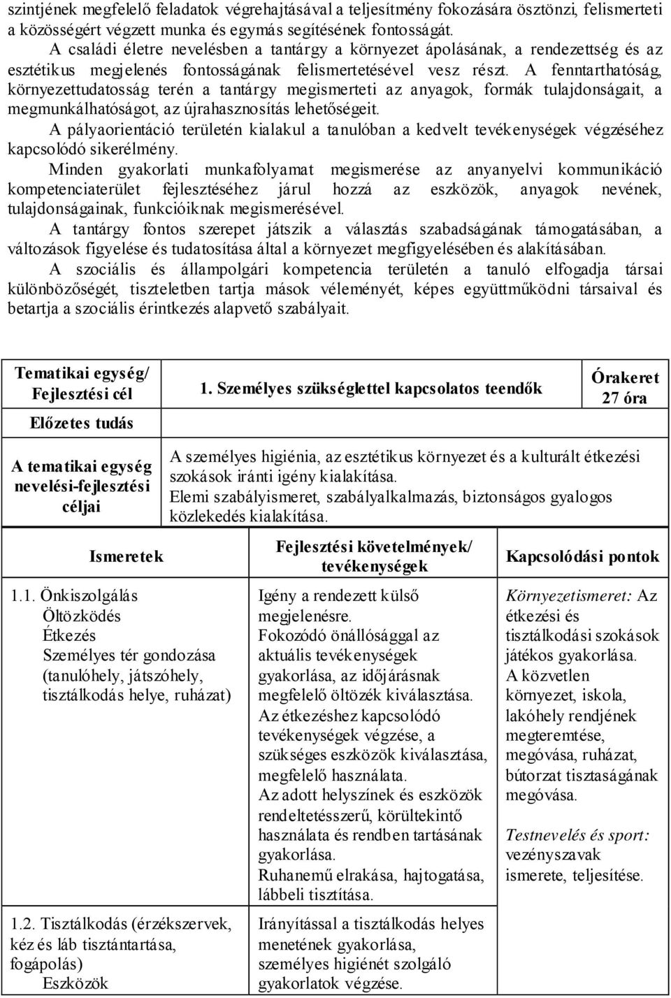 A fenntarthatóság, környezettudatosság terén a tantárgy megismerteti az anyagok, formák tulajdonságait, a megmunkálhatóságot, az újrahasznosítás lehetőségeit.