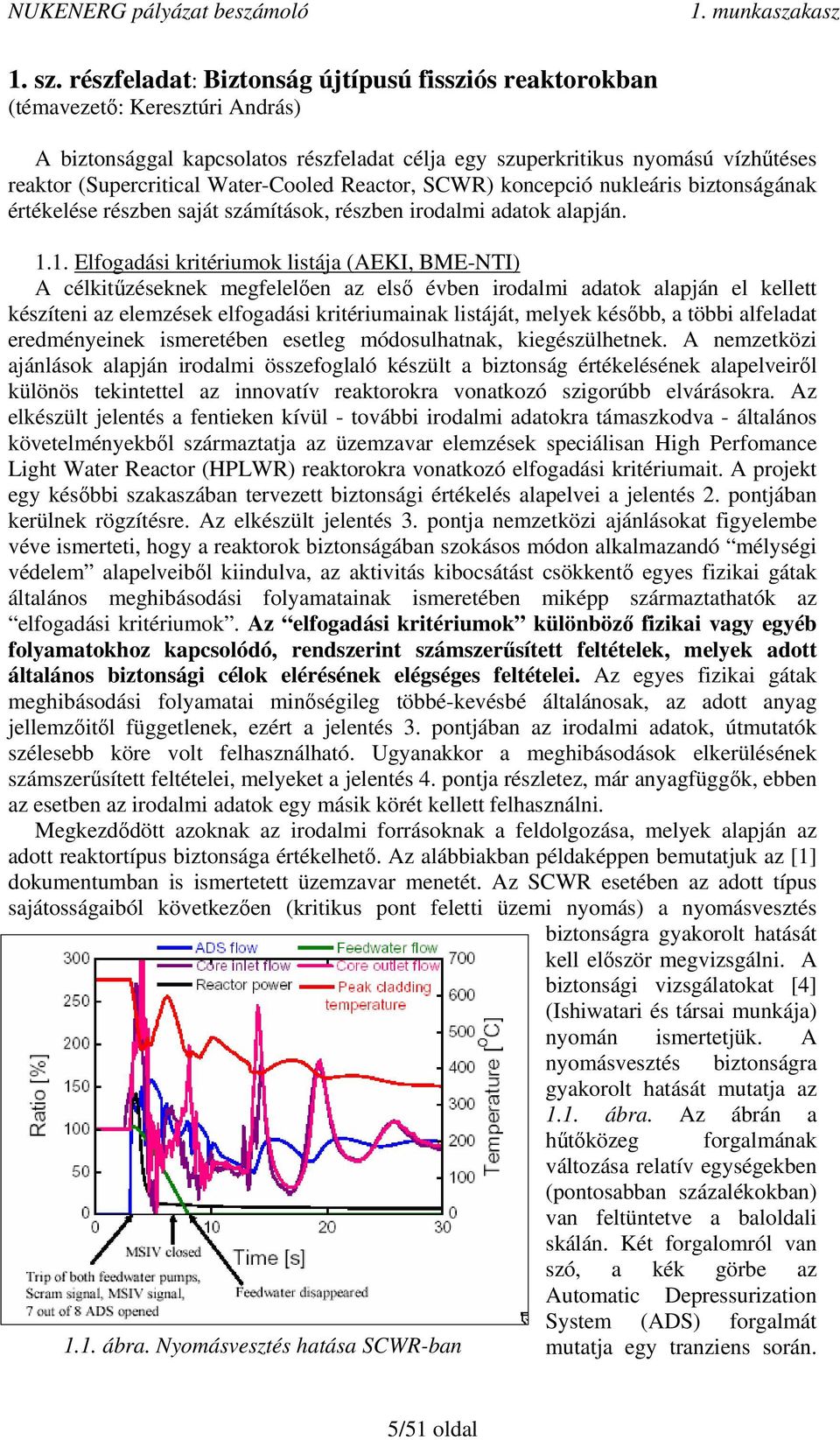 Water-Cooled Reactor, SCWR) koncepció nukleáris biztonságának értékelése részben saját számítások, részben irodalmi adatok alapján. 1.