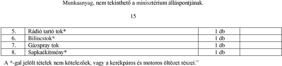 Sapkaékítmény* 1 db A *-gal jelölt tételek