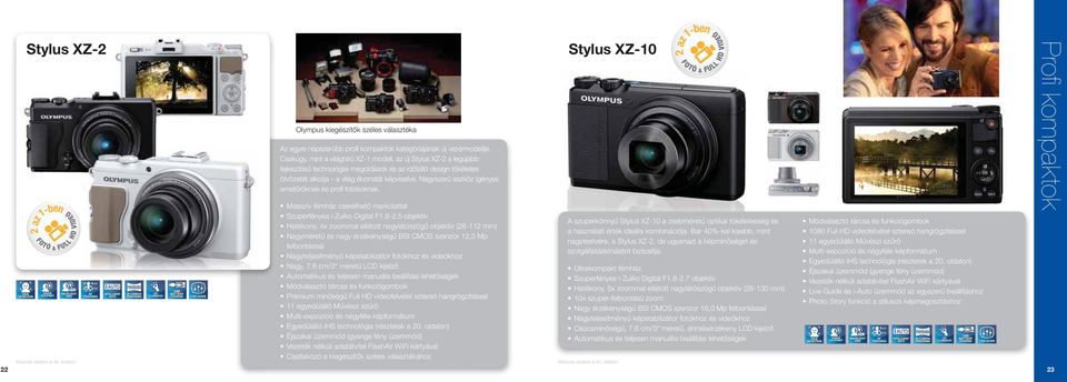 Nagyszerű eszköz igényes amatőröknek és profi fotósoknak. Stylus XZ-10 Masszív fémház cserélhető markolattal Szuperfényes i-zuiko Digital F1.8-2.