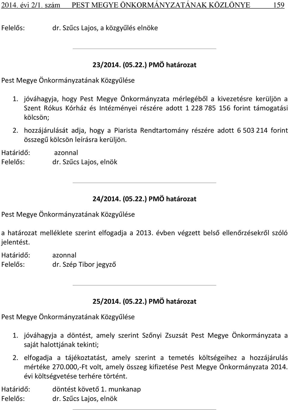 hozzájárulását adja, hogy a Piarista Rendtartomány részére adott 6 503 214 forint összegű kölcsön leírásra kerüljön. Határidő: Felelős: azonnal dr.