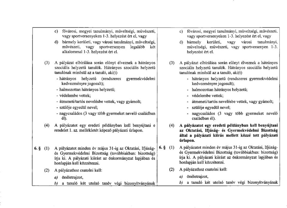 helyezést ért el, vagy d) bármely kerületi, vagy városi tanulmányi, műveltségi, művészeti, vagy sportversenyen 1-3. helyezést ért el.