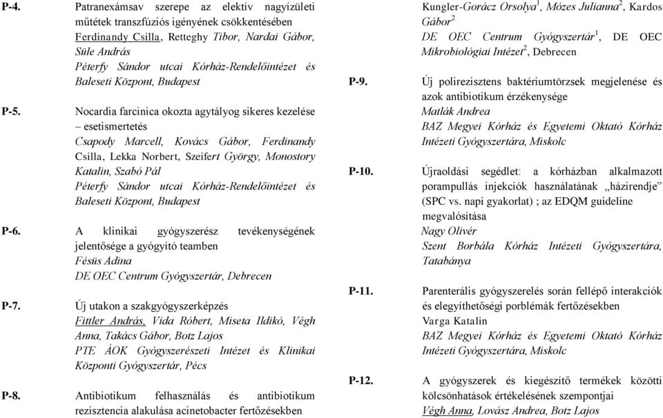 Nocardia farcinica okozta agytályog sikeres kezelése esetismertetés Csapody Marcell, Kovács Gábor, Ferdinandy Csilla, Lekka Norbert, Szeifert György, Monostory Katalin, Szabó Pál Péterfy Sándor utcai