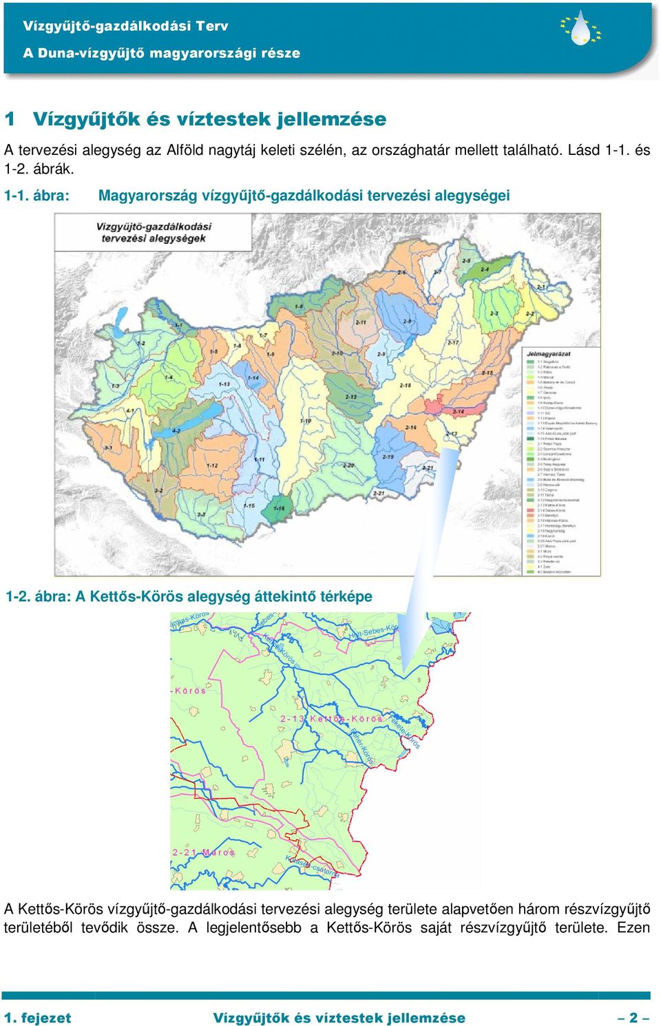 ábra: A Kettıs-Körös alegység áttekintı térképe A Kettıs-Körös vízgyőjtı-gazdálkodási tervezési alegység területe alapvetıen három
